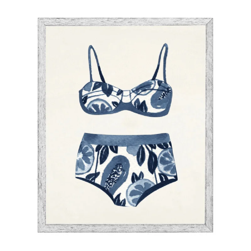 Affordable throw pillows for sofas-Watercolor Navy and White Bikini