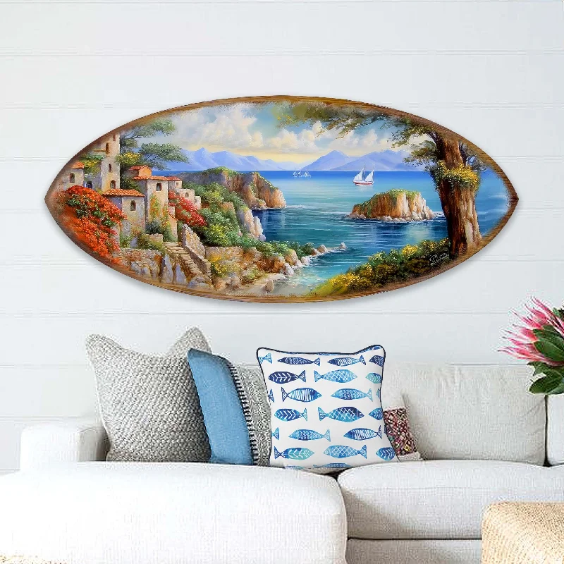 Affordable decorative bowls for tables-Coastal View Surfboard Coastal Wall Art by G. DeBrekht - Coastal Holiday Décor - 8490131HS