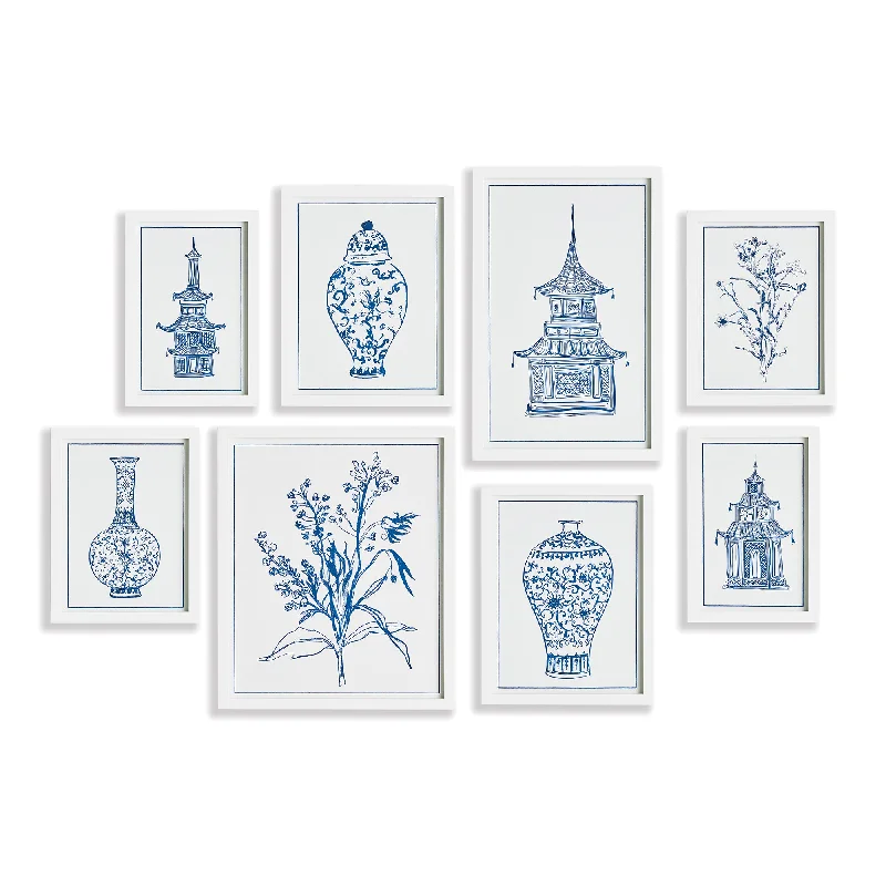 Stylish hanging planters for indoors-CHINOISERIE GALLERY, SET OF 8