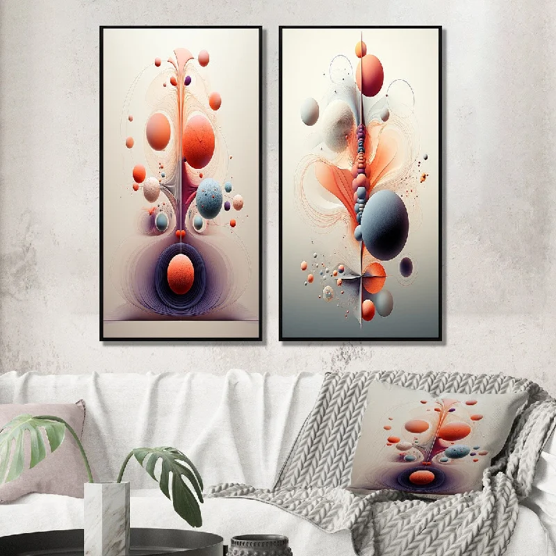 Trendy metallic wall sculptures-Designart "Multiverse Abstract Geometric Metamorphosis VI" Abstract Shapes Wall Art Décor Transitional Wall Art Set Of 2