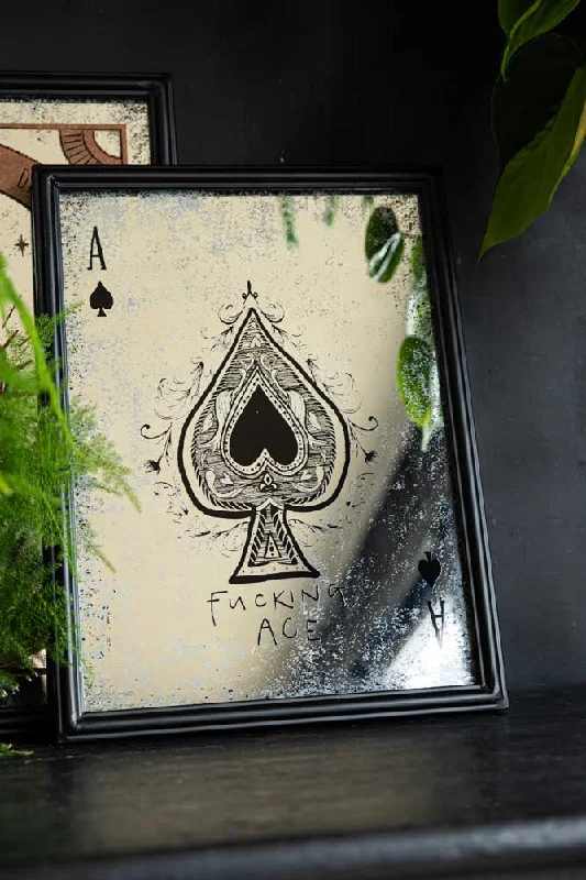 Designer glass lanterns for patios-Fucking Ace Decorative Playing Card Mirror