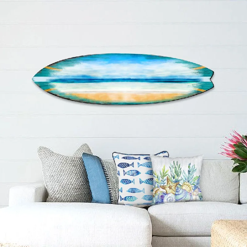 Lightweight wall mirrors for bedrooms-Ocean Surfboard Coastal Door Art by G. DeBrekht - Coastal Holiday Décor - 8490102HS