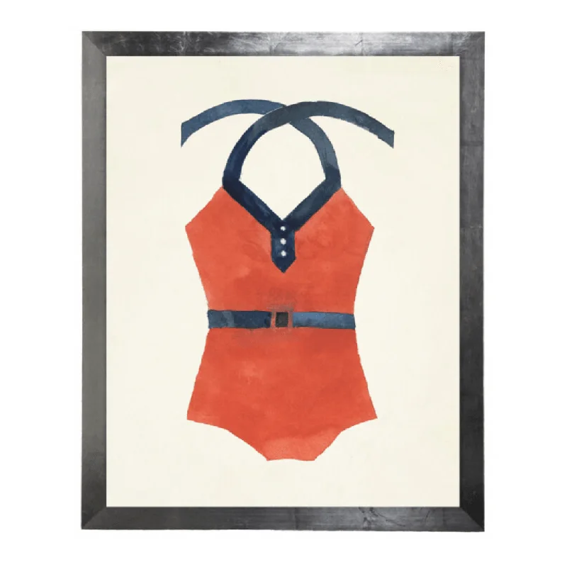 Compact wall shelves for small spaces-Orange Bathing Suit with Blue Belt Artwork