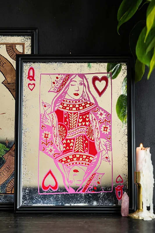 Small decorative clocks for walls-Queen Of Hearts Decorative Playing Card Mirror