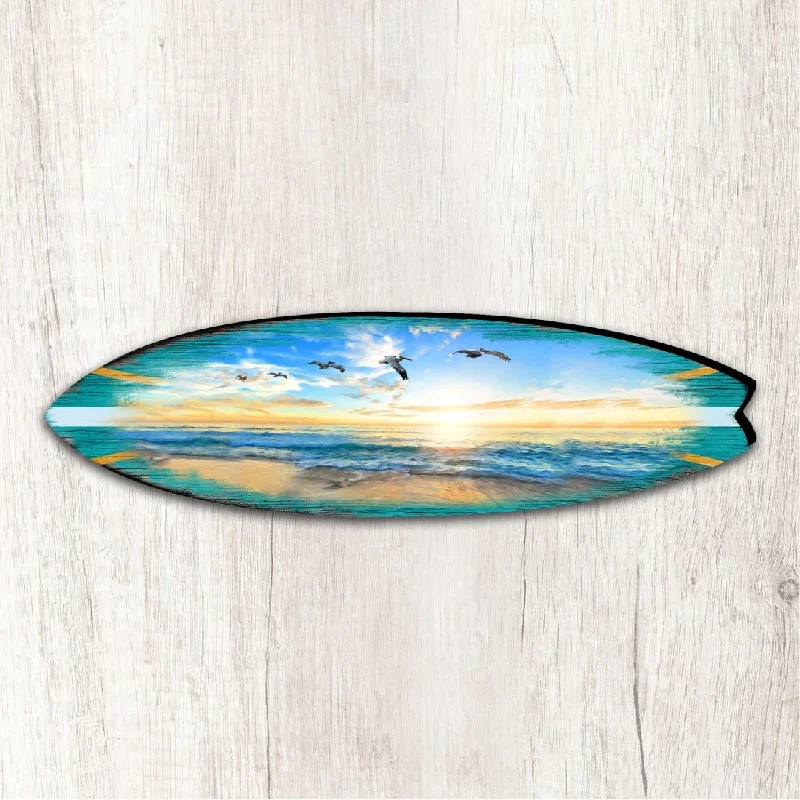 Designer ceiling lights with crystals-Sunset Surfboard Coastal Outdoor Décor Large Ornament by G. DeBrekht - Coastal Holiday Décor - 8490103MS