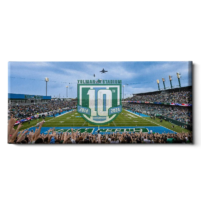 Soft-touch velvet curtains-Tulane Green Wave - Yulman Stadium 10 Year Anniversary Panoramic