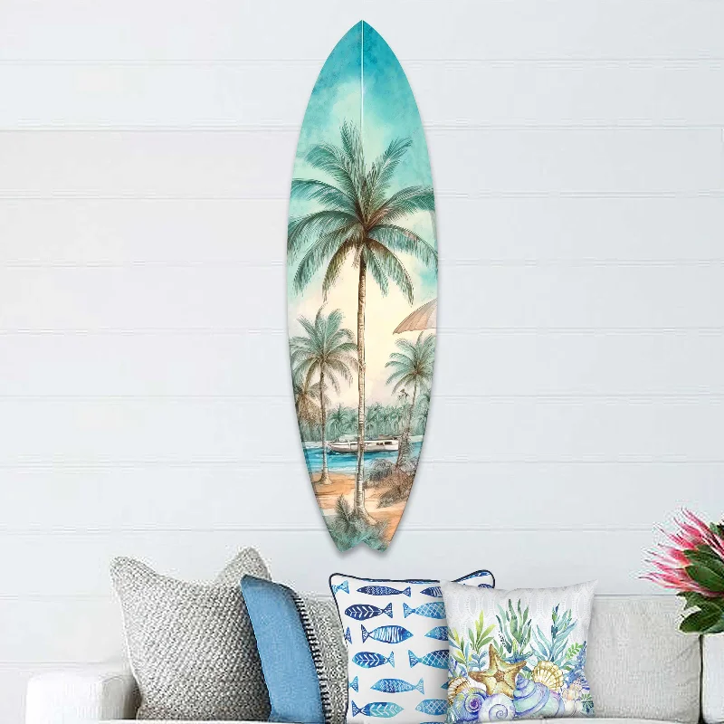 Casual cotton rugs for kitchens-Tropical Surfboard Coastal Wall Art by G. DeBrekht - Coastal Holiday Décor - 8490111HS