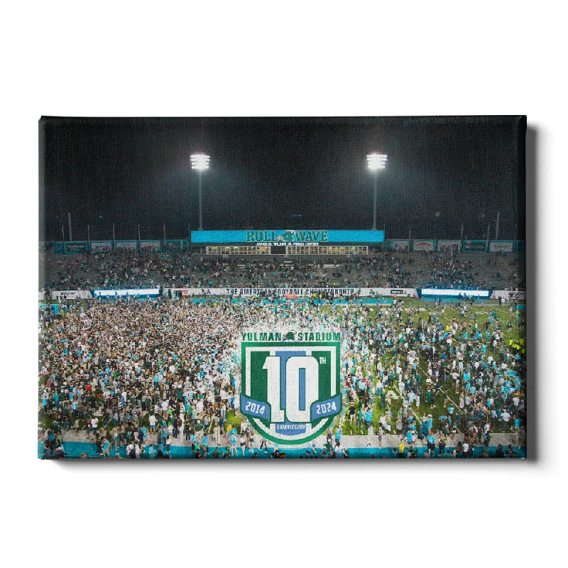 Vintage-inspired wall clocks-Tulane Green Wave - Yulman 10 Year American Conference Champions Storm the Field