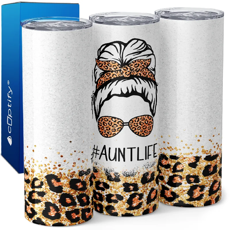 Waterproof coffee mugs for camping-AuntLife Leopard Print 20oz Skinny Tumbler