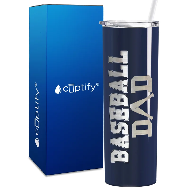 Designer glass mugs with handles-Baseball Dad Bats 20oz Skinny Tumbler