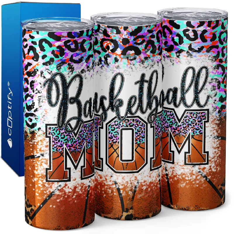 Elegant insulated cups for tea-Basketball Mom Leopard Print 20oz Skinny Tumbler