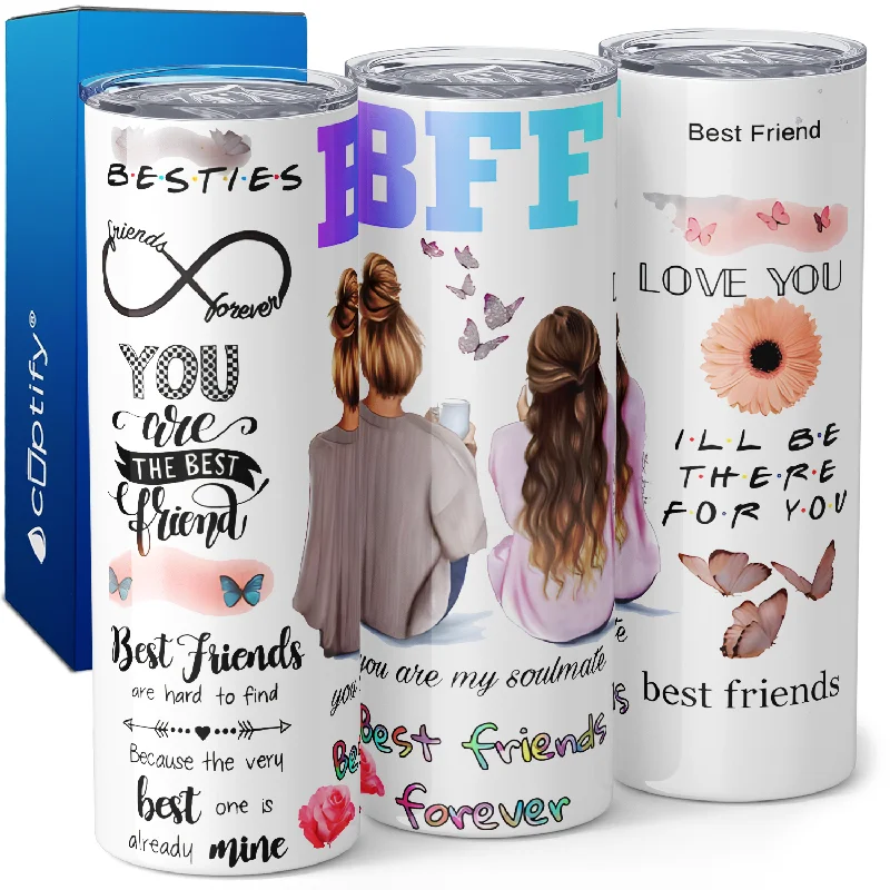 Waterproof coffee mugs for camping-BFF Best Friends Forever 20oz Skinny Tumbler