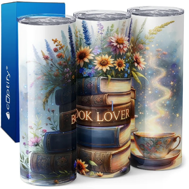 Trendy floral teacups for women-Book Lover 20oz Skinny Tumbler