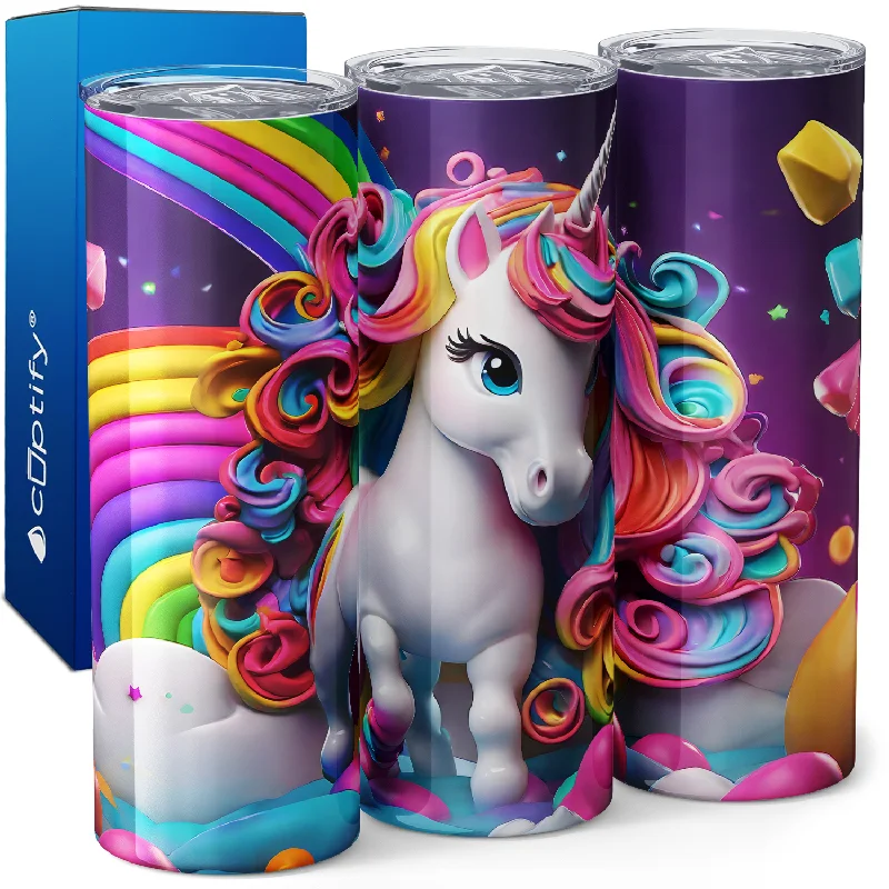 nsulated stainless steel cups for coffee-Charging Unicorn 3D 20oz Skinny Tumbler