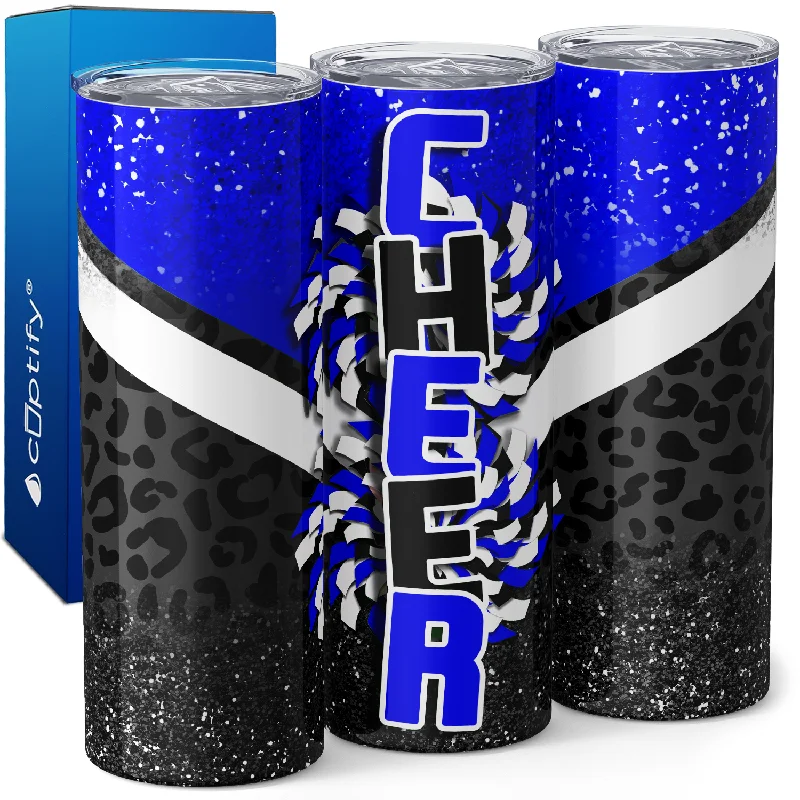 Luxury glass tumblers for water-Cheer Glitter Leopard Print 20oz Skinny Tumbler