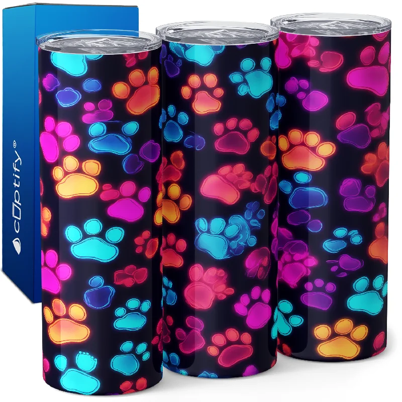 Elegant crystal cups for wine-Colorful Paws Print 20oz Skinny Tumbler