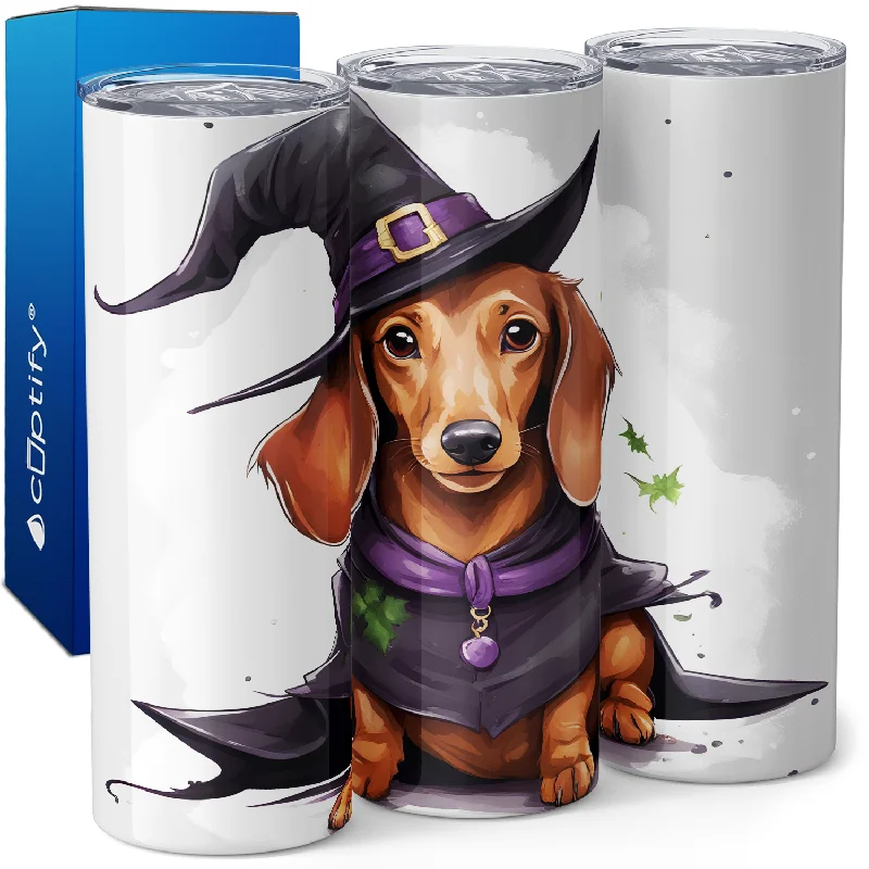 Lightweight mugs for office use-Cute Halloween Dachshund 20oz Skinny Tumbler