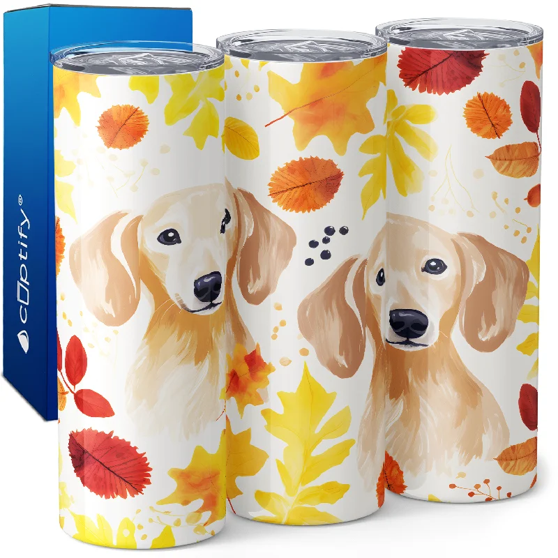 High-quality porcelain tumblers-Dachshund Faces Autumn 20oz Skinny Tumbler