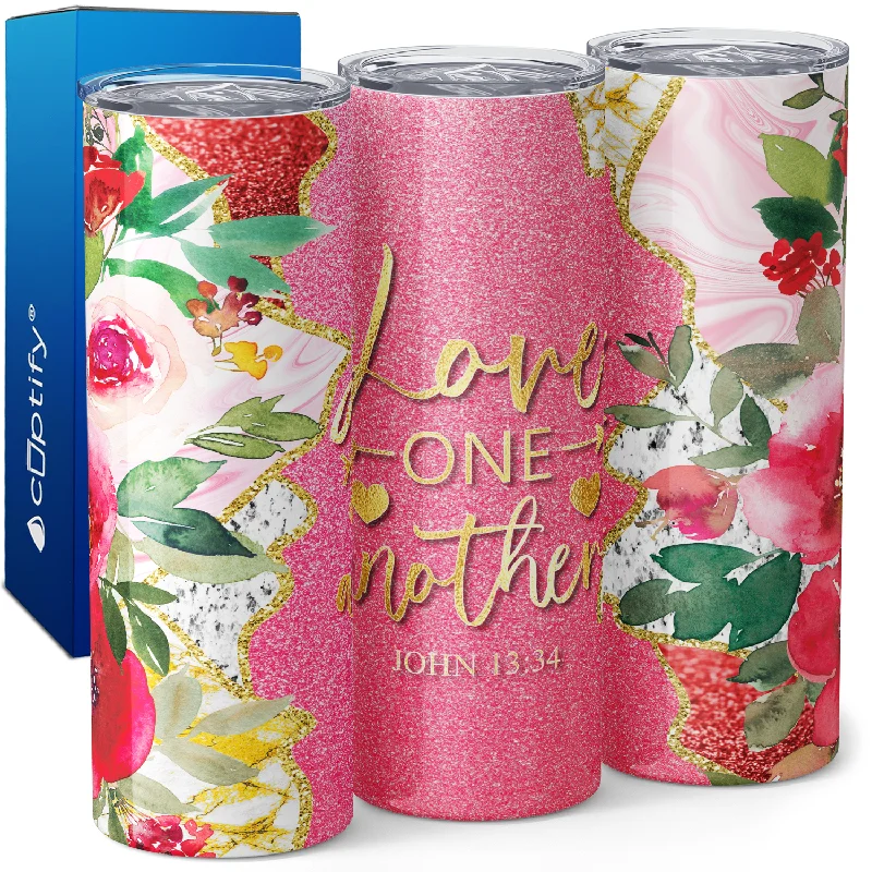 Vintage-inspired teacups with saucers-Love One Another John 13:34 20oz Skinny Tumbler