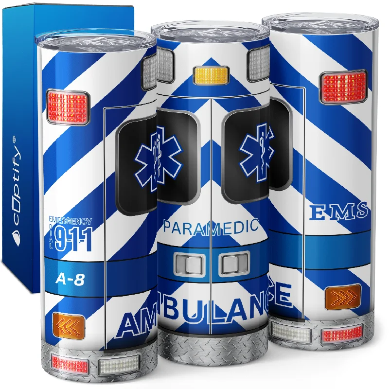 Designer espresso mugs with saucers-Paramedic Ambulance Blue 20oz Skinny Tumbler