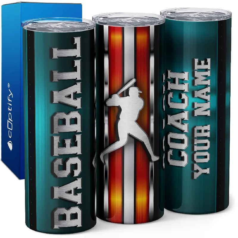 Boho-style ceramic cups for tea-Personalized Baseball Coach Stripes 20oz Skinny Tumbler