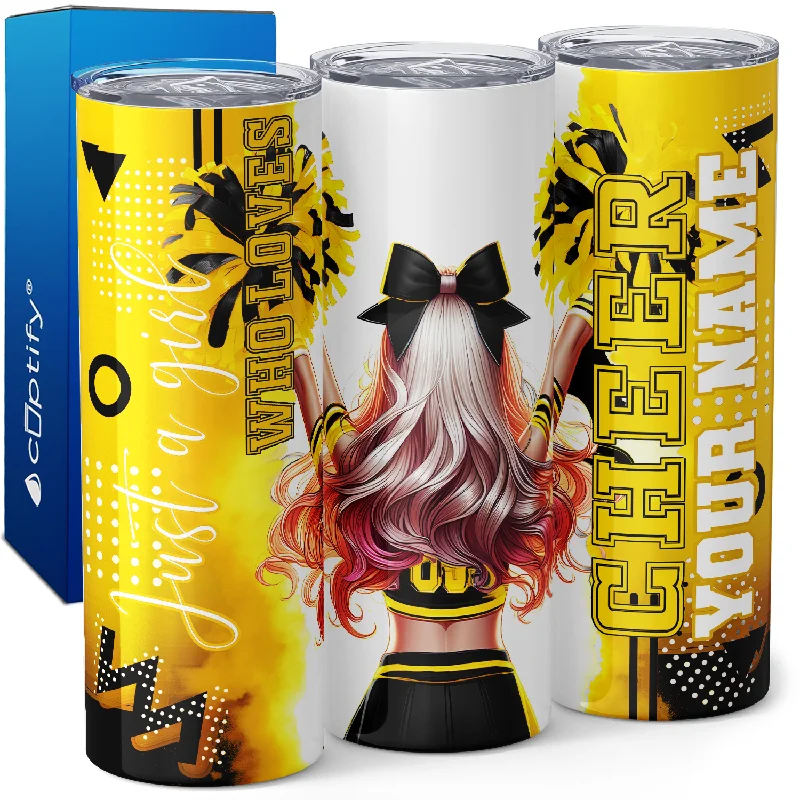 Stylish matte black tumblers-Personalized Cheer Girl Blonde 20oz Skinny Tumbler