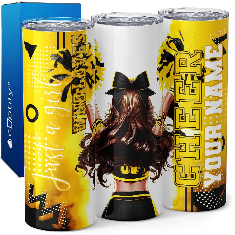 Mini espresso cups for home-Personalized Cheer Girl Brunette 20oz Skinny Tumbler