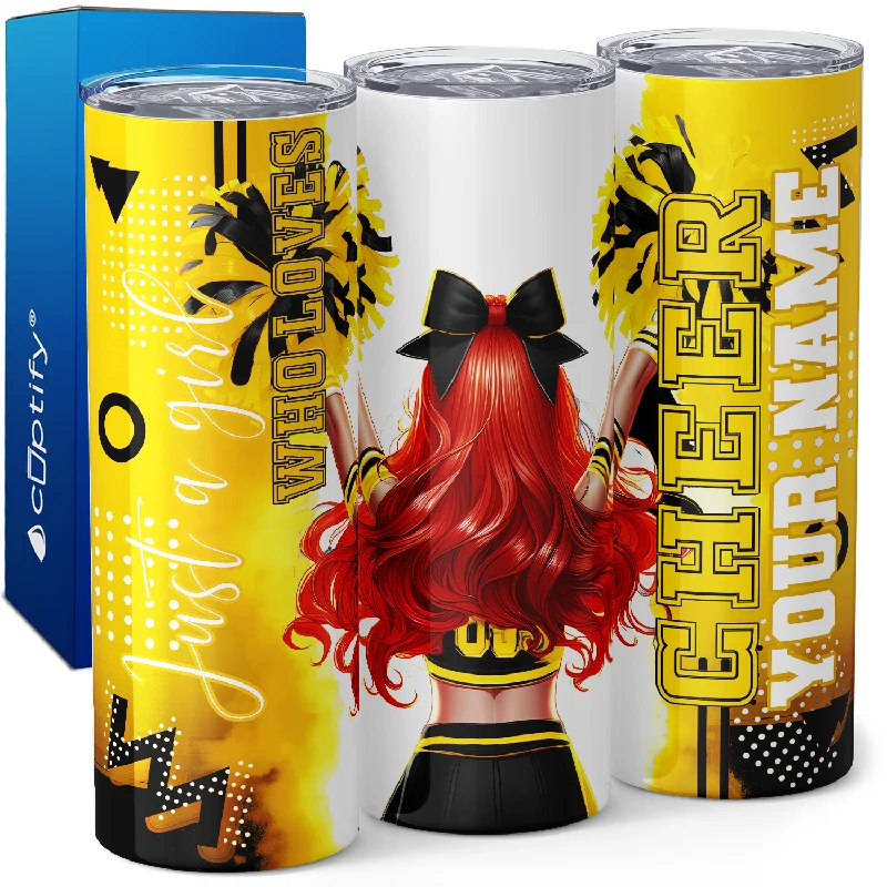 Stackable ceramic cups for storage-Personalized Cheer Girl Redhead 20oz Skinny Tumbler