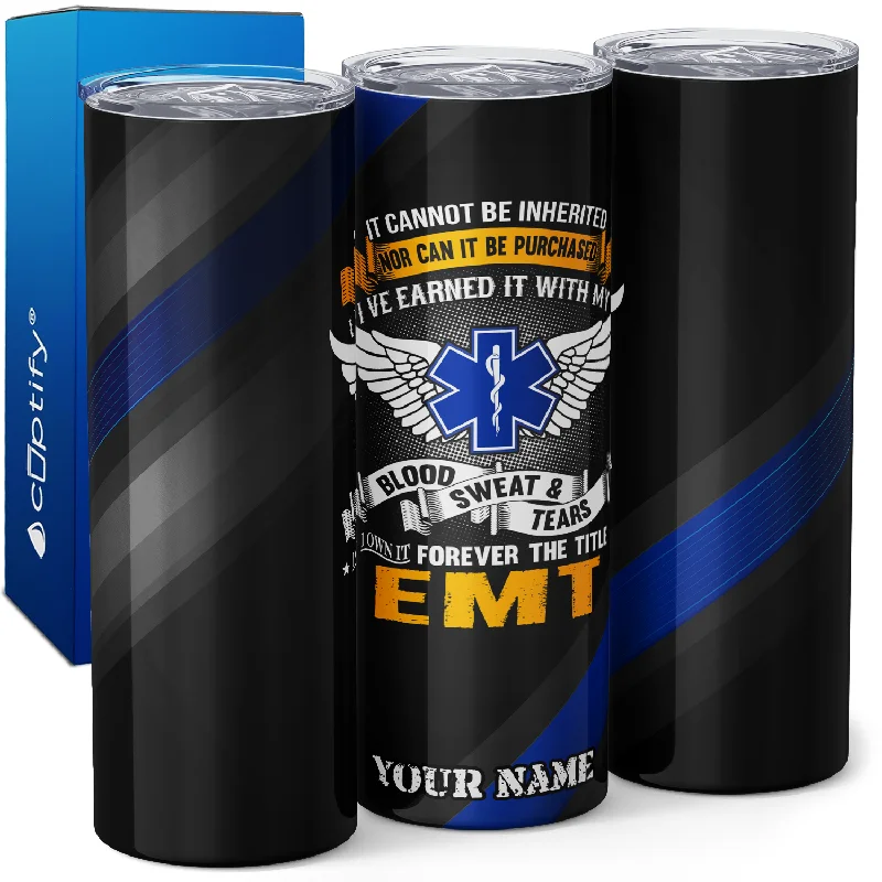 Trendy matte tumblers for coffee-Personalized EMT Title 20oz Skinny Tumbler