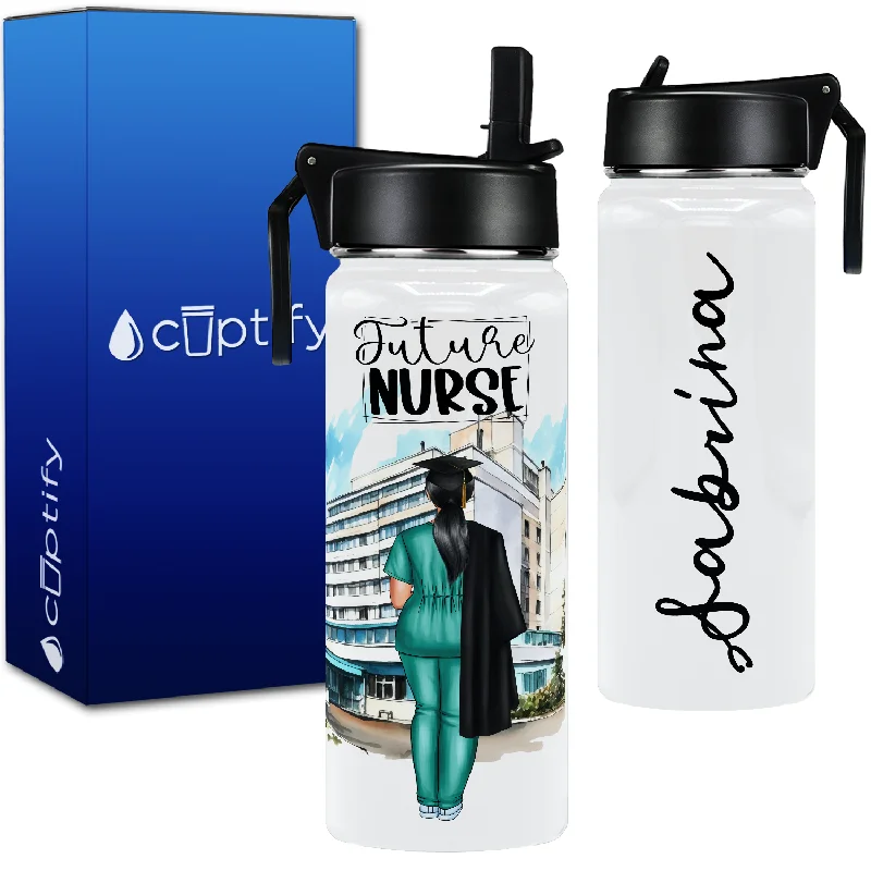 Durable travel mugs for commuters-Personalized Future Nurse 18oz Water Bottle