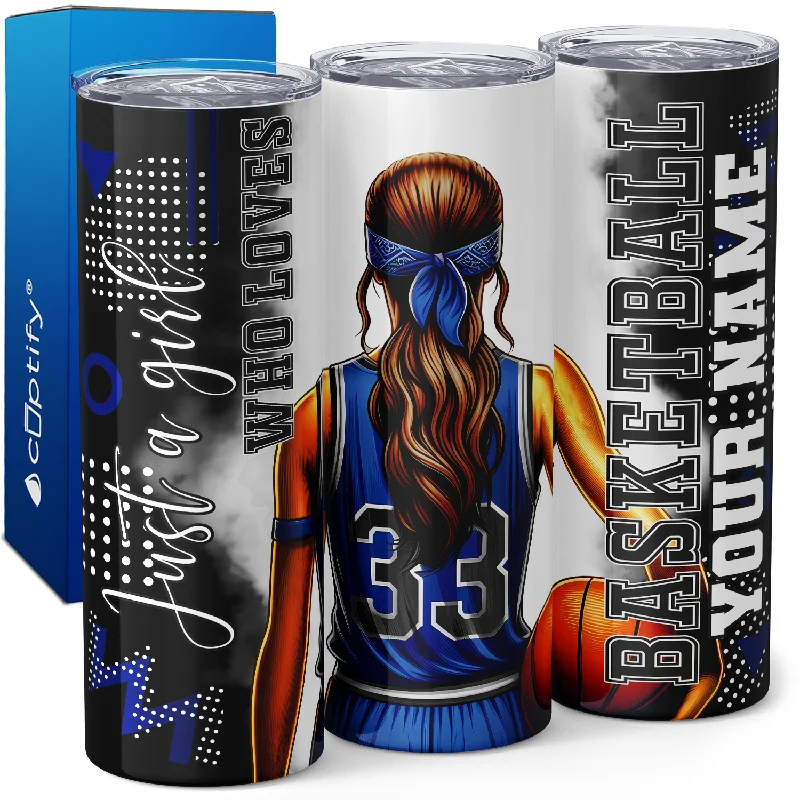 Affordable plastic tumblers for parties-Personalized Girl Basketball Player 20oz Skinny Tumbler