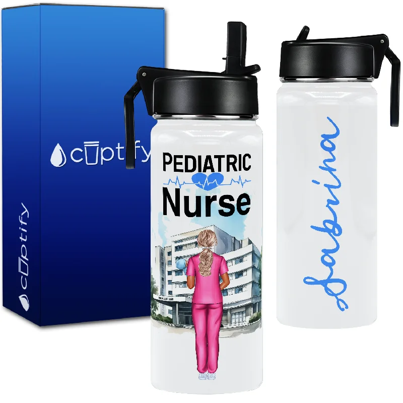 Oversized tumblers for hydration-Personalized Pediatric Nurse 18oz Water Bottle