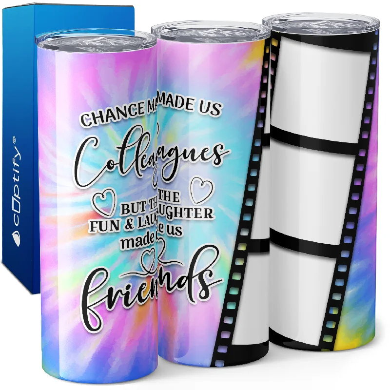 Trendy holographic mugs for women-Personalized Photo Film Strip Chance Made Us Colleagues 20oz Skinny Tumbler