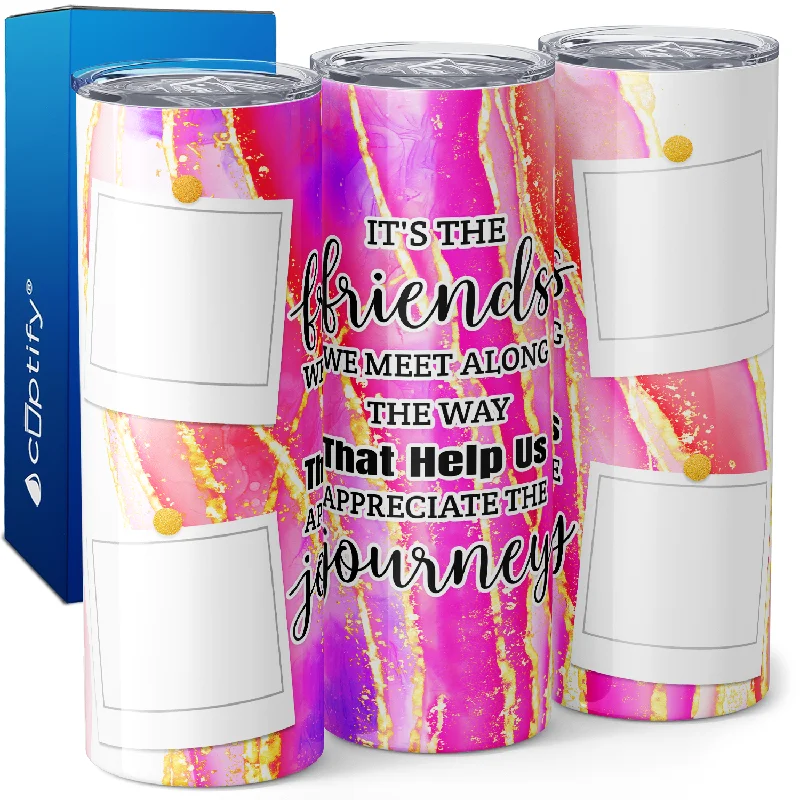 Affordable glass cups for parties-Personalized Photo Picture Frames It's the Friends We Meet 20oz Skinny Tumbler