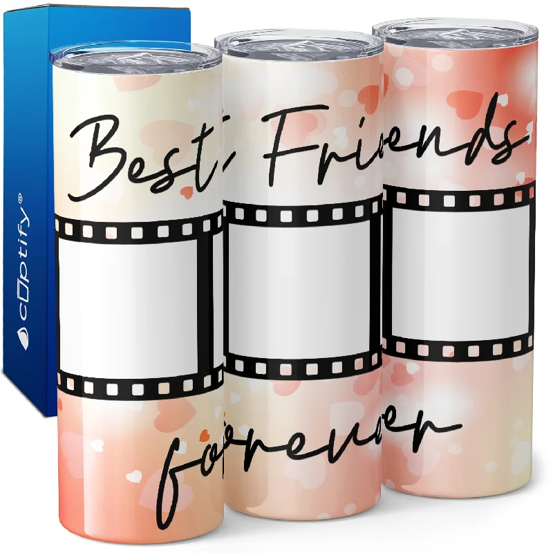 Chic stainless steel mugs with lids-Personalized Photo Film Strip Best Friends Forever 20oz Skinny Tumbler