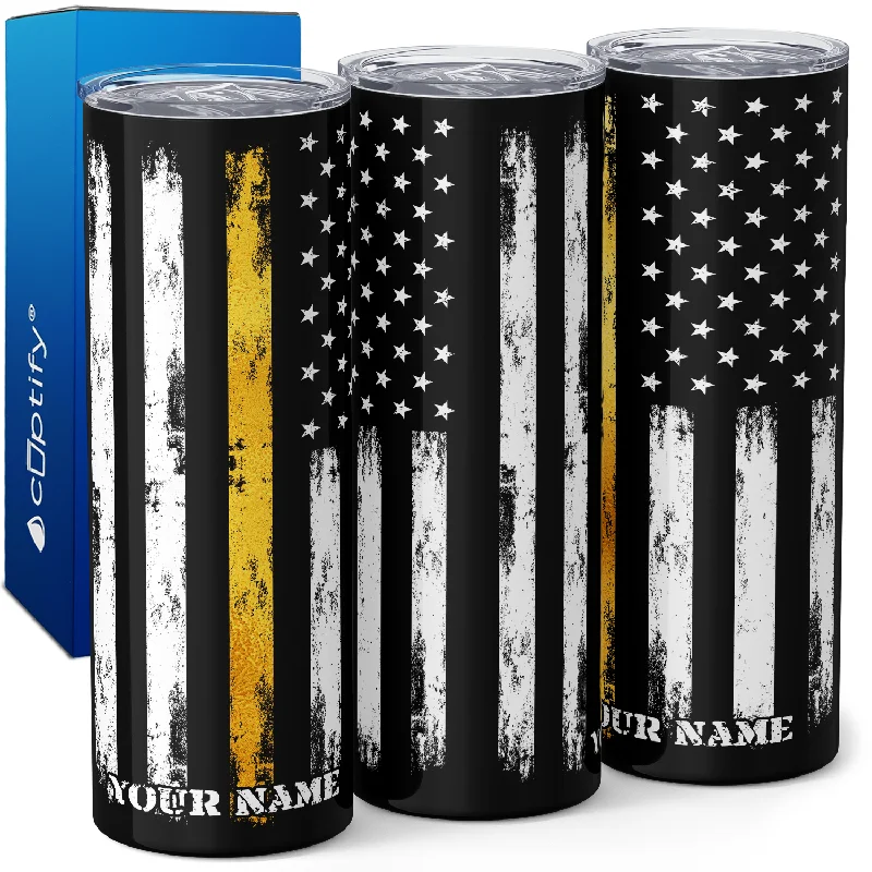 Trendy pastel tumblers for women-Personalized Thin Gold Line Dispatcher 20oz Skinny Tumbler