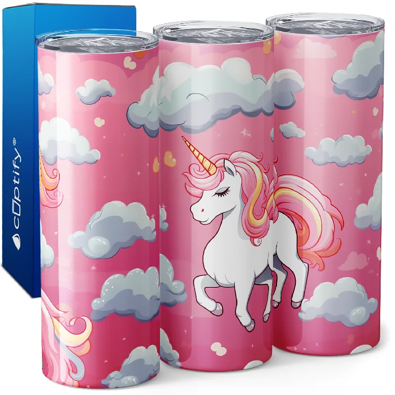 Soft silicone mugs for toddlers-Pink Flying Unicorn 20oz Skinny Tumbler