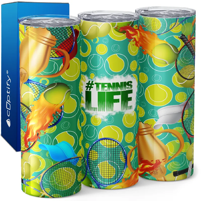 Etched glass tumblers for weddings-Tennis Life 20oz Skinny Tumbler