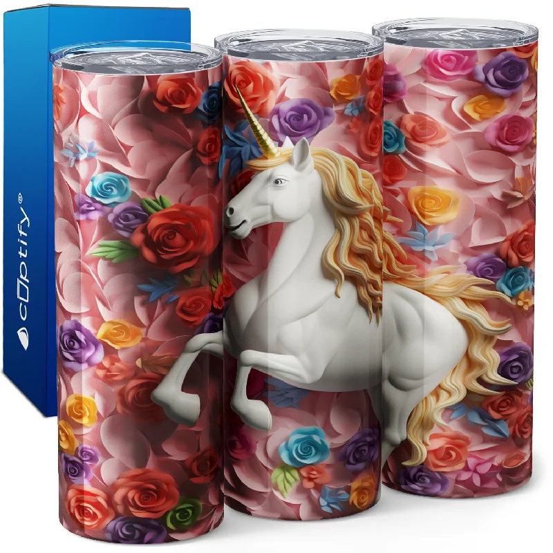 Designer coffee mugs with handles-Unicorn Paper Roses 20oz Skinny Tumbler