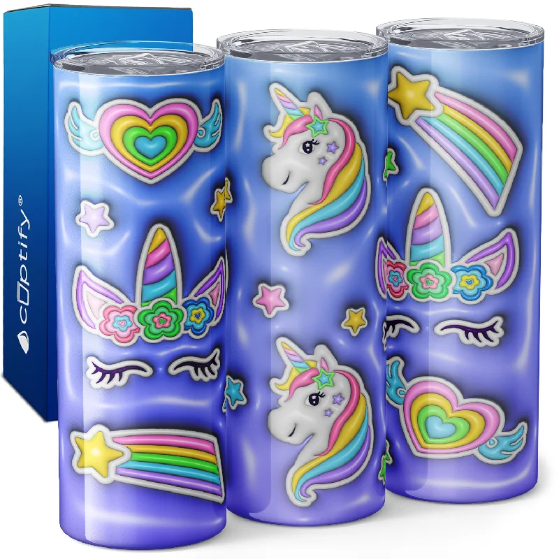 BPA-free plastic tumblers for outdoors-Unicorns and Unicorn Faces Purple Inflated Balloon 20oz Skinny Tumbler