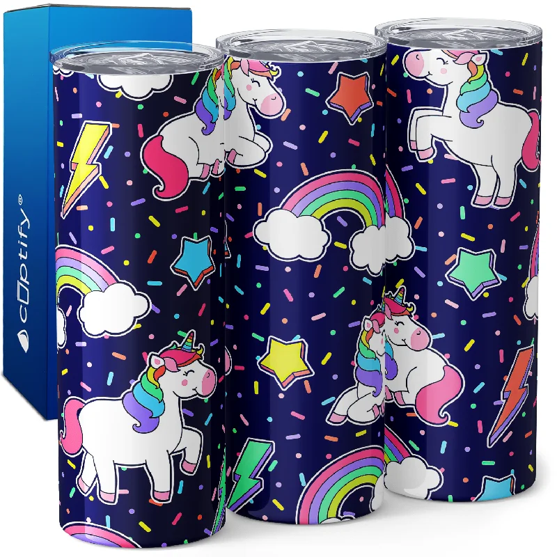 Retro-style coffee mugs for home-Unicorns Rainbows and Stars on Sprinkles 20oz Skinny Tumbler