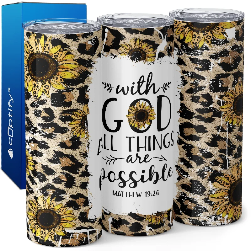 Designer ceramic tumblers for coffee-With God All Things Are Possible Matthew 19:26 20oz Skinny Tumbler